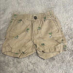 Janie and Jack Tan Shorts with Palm Tree Embroidery